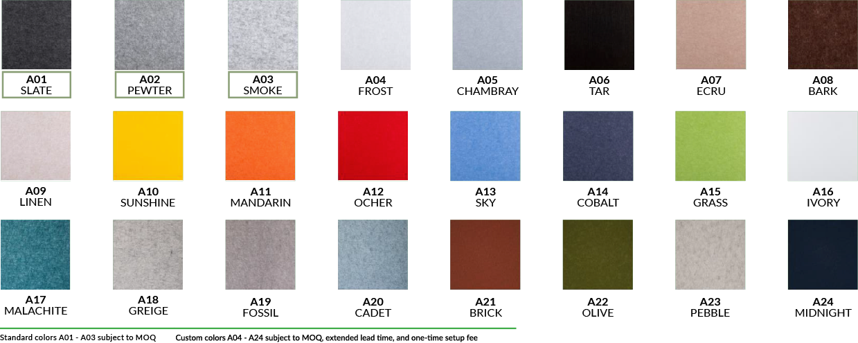 envi Color Swatches MOQ